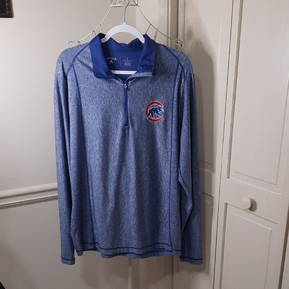 Antigua Blue Quarter-Zip Pullover with Emblem